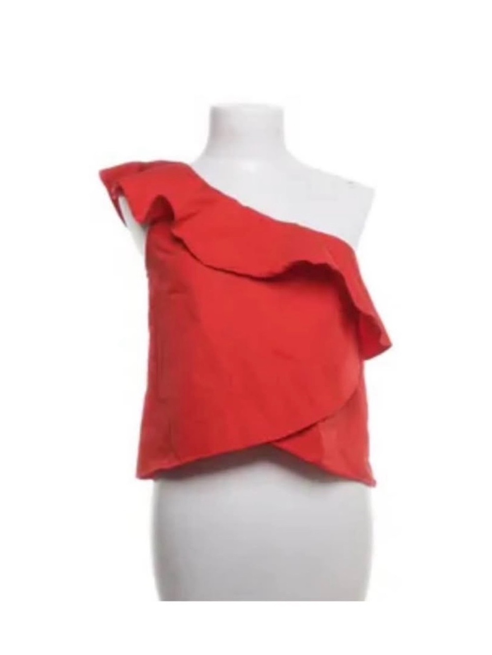 Zara Red One-Shoulder Ruffle Top